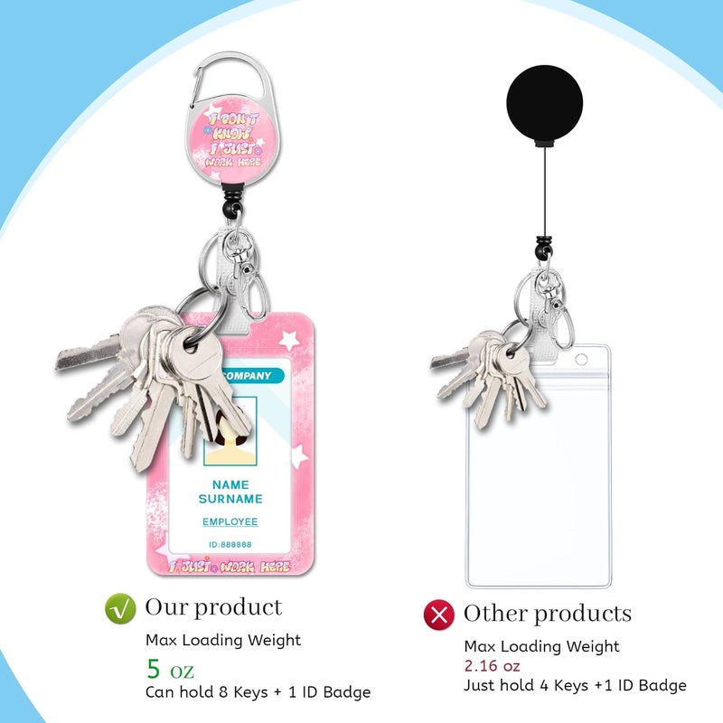 Hancynir Lanyards for Id Badges, Cute Funny Badge Holder with Retractable Reel Clip, Work Name Tags Keychain Lanyard ID Card Protector Cover Case for Women Teacher Nurse Nursing Doctor Office - Image 5